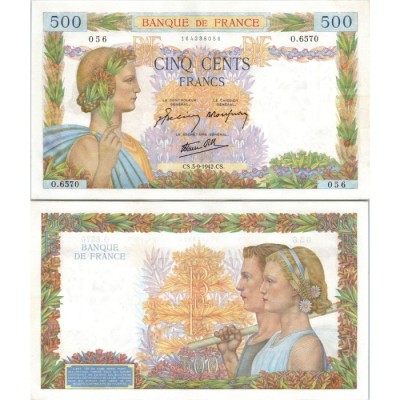 500 Francs La Paix - 3/09/1942 - F.32.39 - Alph 6570 - SUP