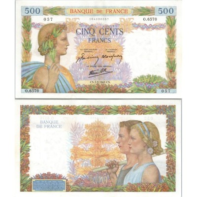 500 Francs La Paix - 3/09/1942 - F.32.39 - Alph 6570 - SUP