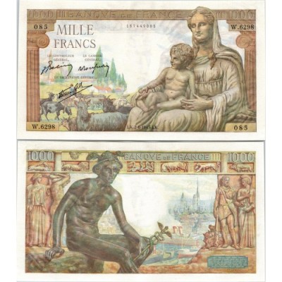 1000 Francs Déesse déméter - 2/06/1943 - F.40.26 - Alph 6298 - SPL