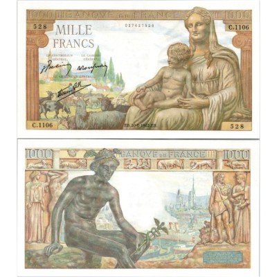 1000 Francs Déesse déméter - 20/06/1942 - F.40.03 - Alph 1106 - SPL
