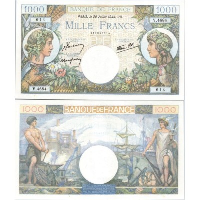 1000 Francs Cérès et Mercure - 20/07/1944 - F.39.12 - Alph 4684 - SPL