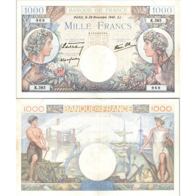 1000 Francs Cérès et Mercure - 28/11/1940 - F.39.02 - Alph 585 - SPL