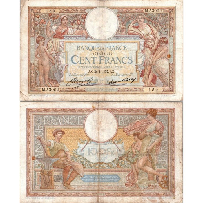 100 Francs Luc et Olivier Merson - 28/01/1937 - F.24.16 - Alph 53002 - TB