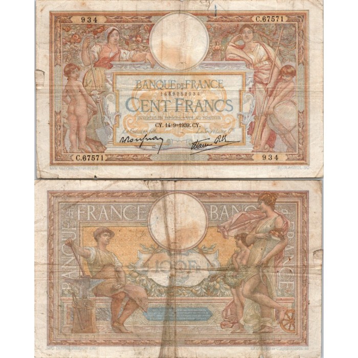 100 Francs Luc et Olivier Merson - 14/09/1939 - F.25.49 - Alph 67571 - B