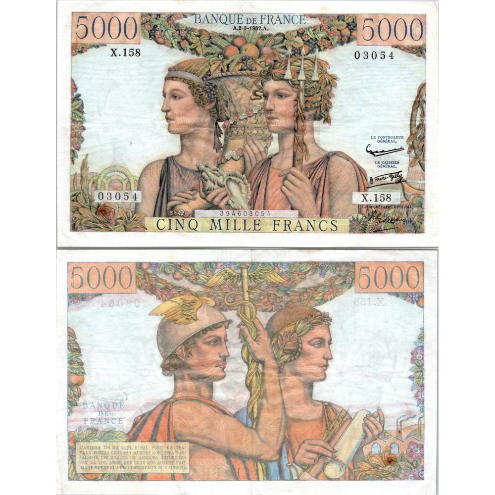 5000 Francs Terre et Mer - 2/05/1957 - F.48.14 - Alph 158 - SPL