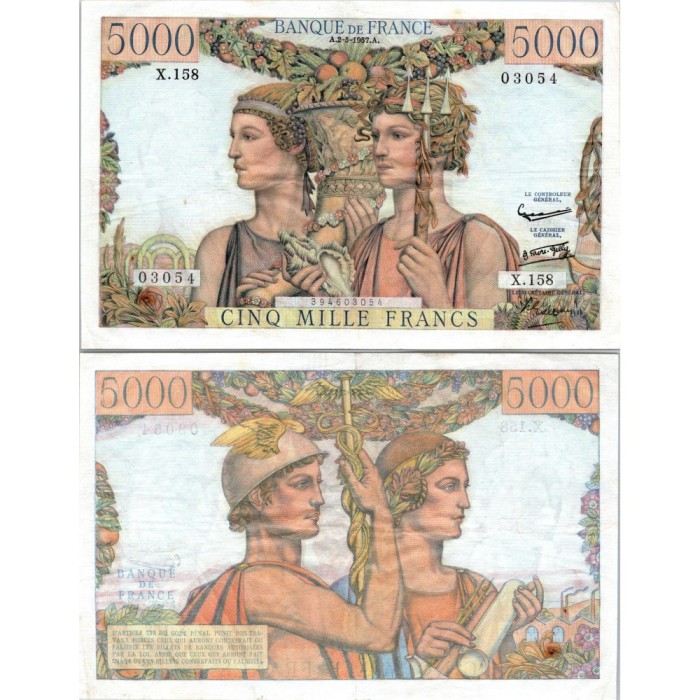 5000 Francs Terre et Mer - 2/05/1957 - F.48.14 - Alph 158 - SPL