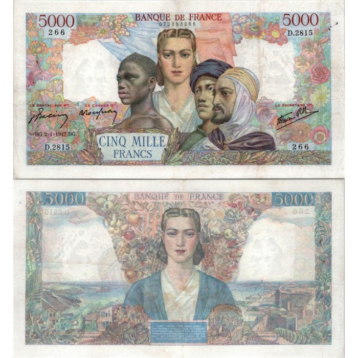 5000 Francs Empire Français - 2/01/1947 - f.47.57 - Alph 2815 - SUP