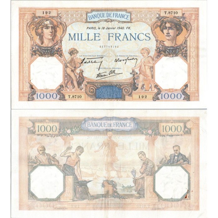 1000 Francs Cérès et Mercure - 18/01/1940 - F.38.41 - Alph 8710 - SUP