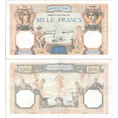 1000 Francs Cérès et Mercure - 11/04/1941 - F.38.45 - Alph 9260 - SUP