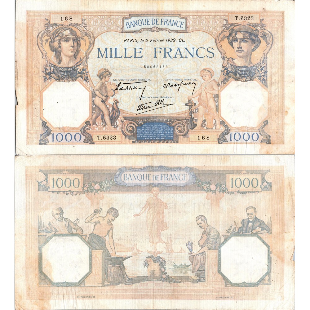 1000 Francs Cérès et Mercure - 2/02/1939 - F.38.34 - Alph 6323 - TB