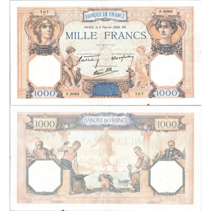 1000 Francs Cérès et Mercure - 2/02/1939 - F.38.34 - Alph 6065 - SUP