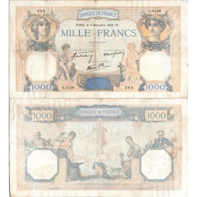 1000 Francs Cérès et Mercure - 3/11/1938 - F.38.32 - Alph 5138 - TB