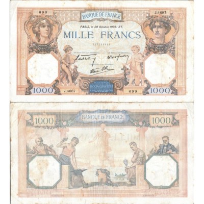 1000 Francs Cérès et Mercure - 20/10/1938 - F.38.30 - Alph 4687 - TTB