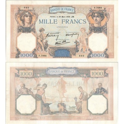 1000 Francs Cérès et Mercure - 30/03/1939 - F.38.35 - Alph 7064 - SUP
