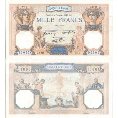 1000 Francs Cérès et Mercure - 3/11/1938 - F.38.32 - Alph 5341 - SPL