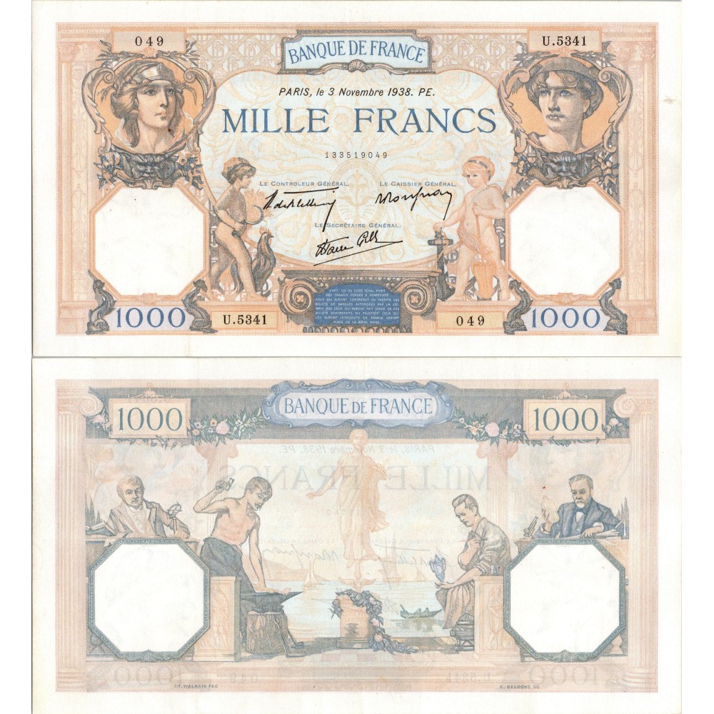 1000 Francs Cérès et Mercure - 3/11/1938 - F.38.32 - Alph 5341 - SPL