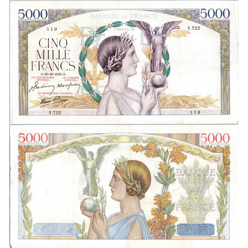 5000 Francs Victoire - 30/10/1941 - F.46.28 - Alph 722 - SUP