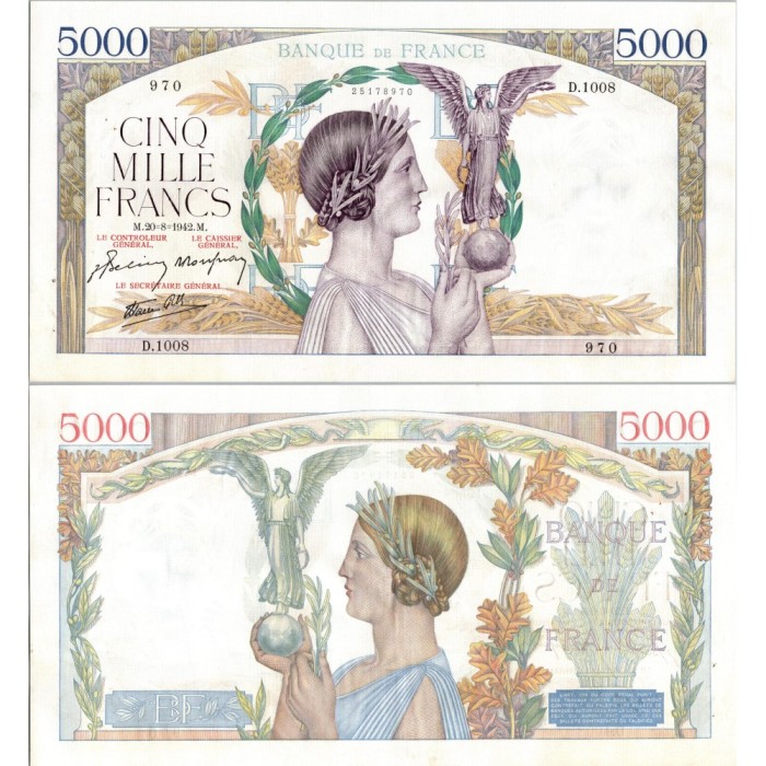 5000 Francs Victoire - 20/08/1942 - F.46.40 - Alph 1008 - SPL