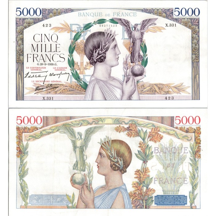 5000 Francs Victoire - 28/09/1939 - F.46.12 - Alph 331 - SPL