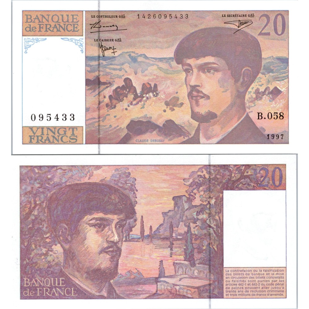 20 Francs Debussy - 1997 - F.66TER.02 - Alph 058 - SPL
