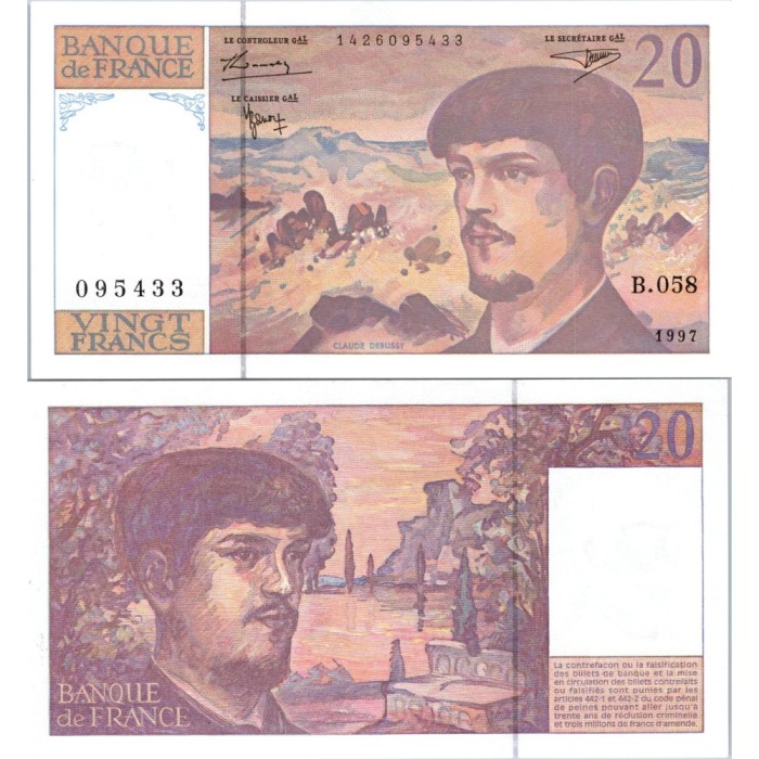 20 Francs Debussy - 1997 - F.66TER.02 - Alph 058 - SPL
