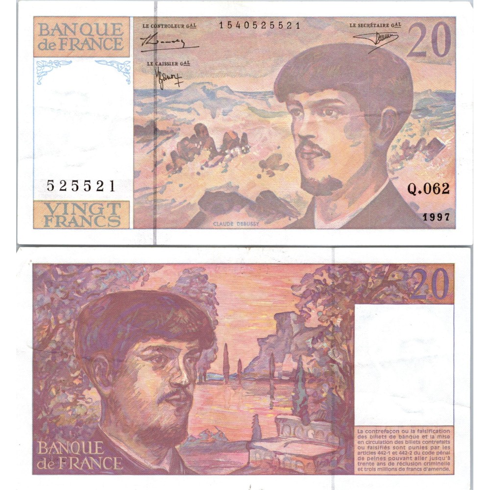 20 Francs Debussy - 1997 - F.66TER.02 - Alph 062 - SPL