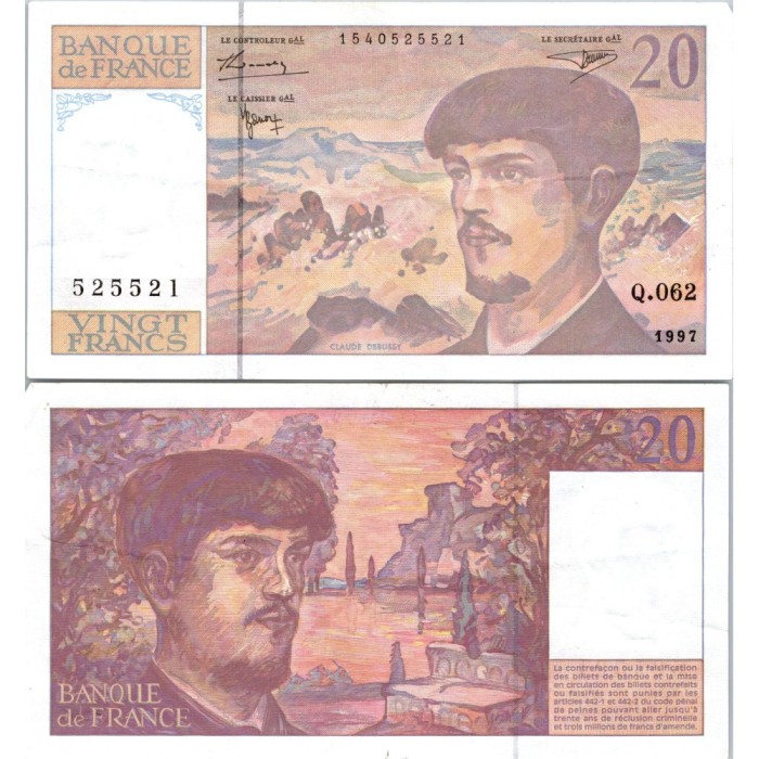 20 Francs Debussy - 1997 - F.66TER.02 - Alph 062 - SPL