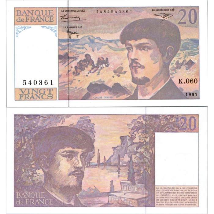 20 Francs Debussy - 1997 - F.66TER.02 - Alph 060 - SPL