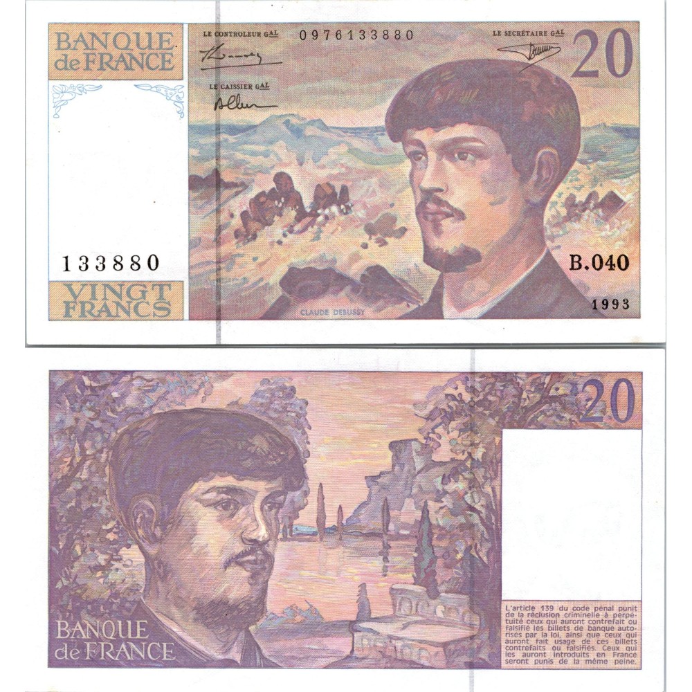 20 Francs Debussy - 1993 - F.66BIS.05 - Alph 040 - SPL
