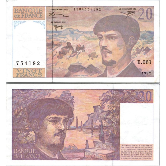 20 Francs Debussy - 1997 - F.66TER.02 - Alph 061 - SPL