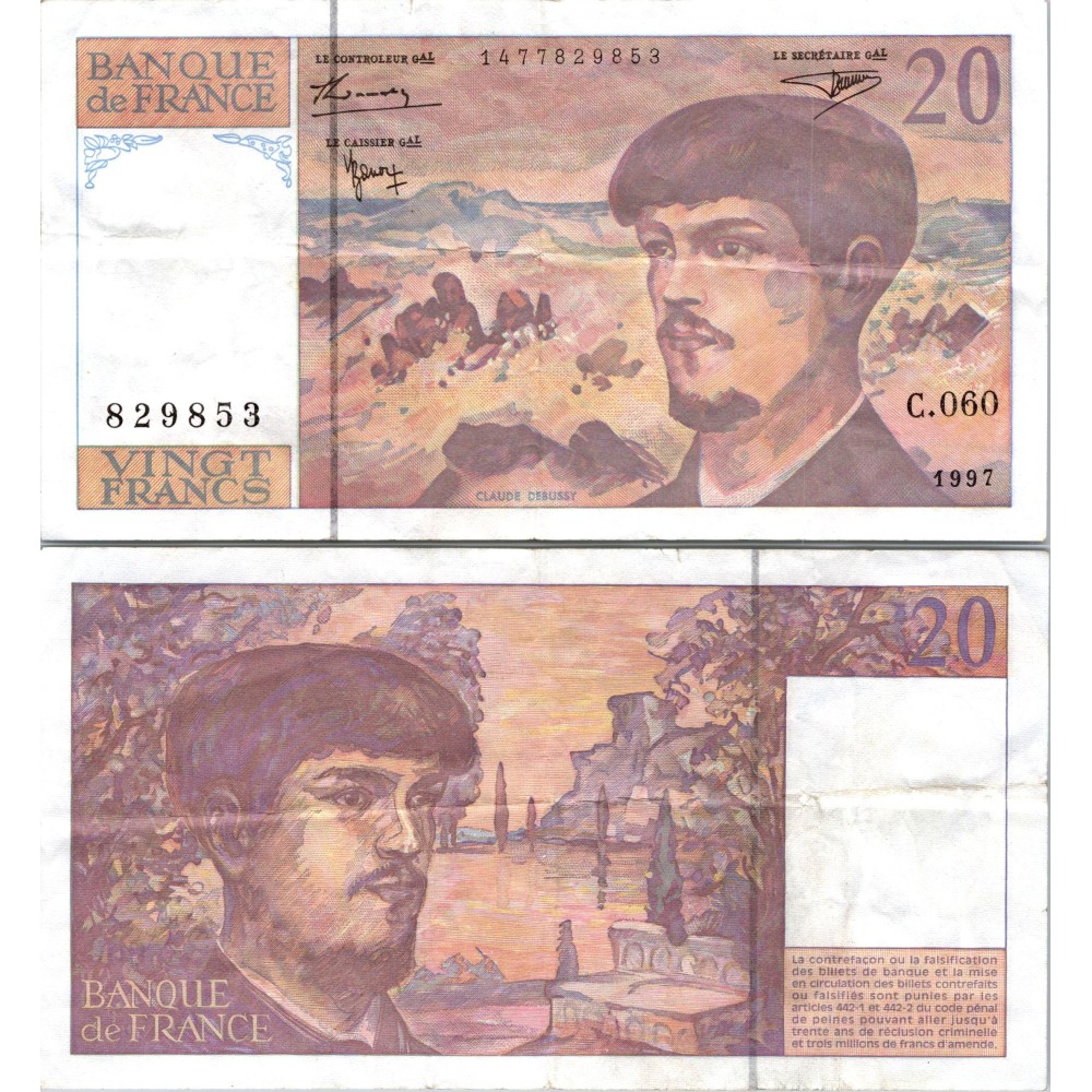 20 Francs Debussy - 1997 - F.66TER.02 - Alph 060 - SUP