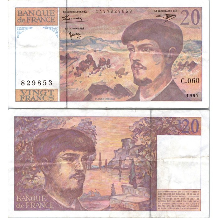 20 Francs Debussy - 1997 - F.66TER.02 - Alph 060 - SUP