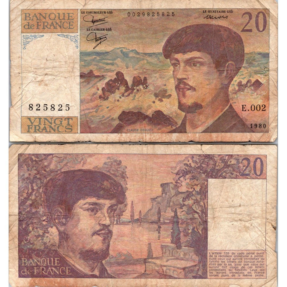 20 Francs Debussy - 1980 - F.66.01 - Alph 002 - TB