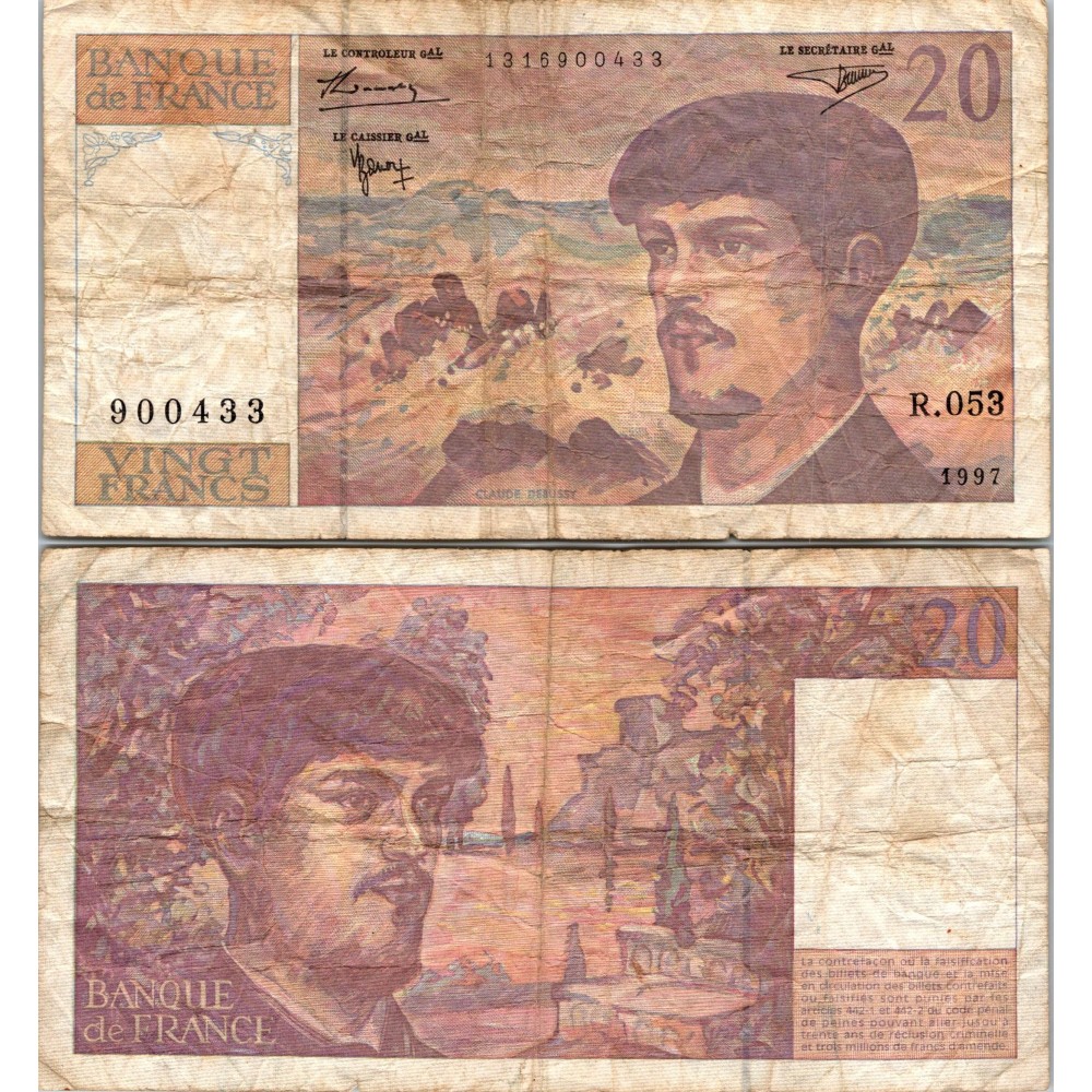 20 Francs Debussy - 1997 - F.66TER.02 - Alph 053 - TB