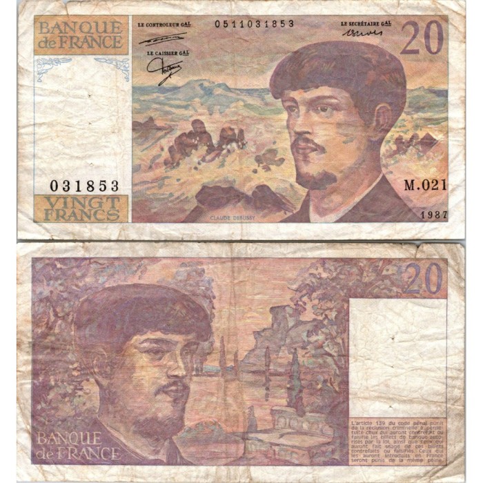 20 Francs Debussy - 1987 - F.66.08 - Alph 021 - TB