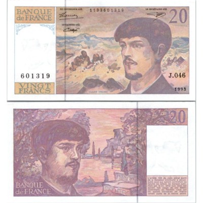 20 Francs Debussy - 1993 - F.66BIS.04 - Alph 046 - SPL