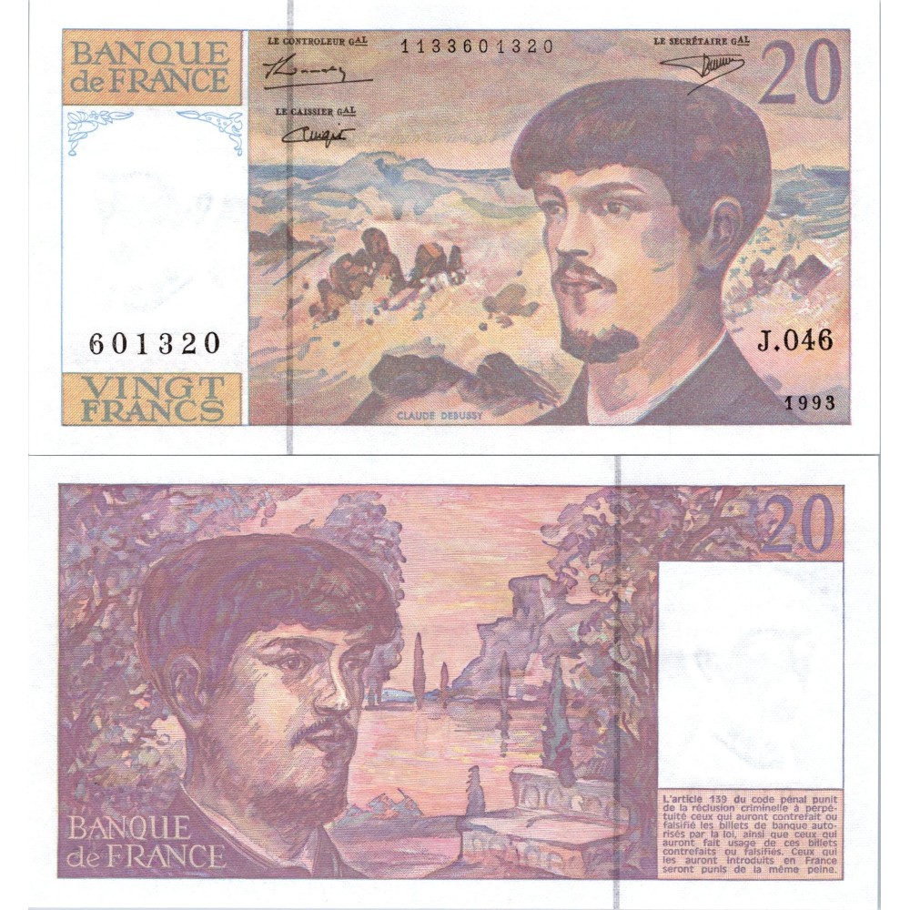 20 Francs Debussy - 1993 - F.66BIS.04 - Alph 046 - SPL