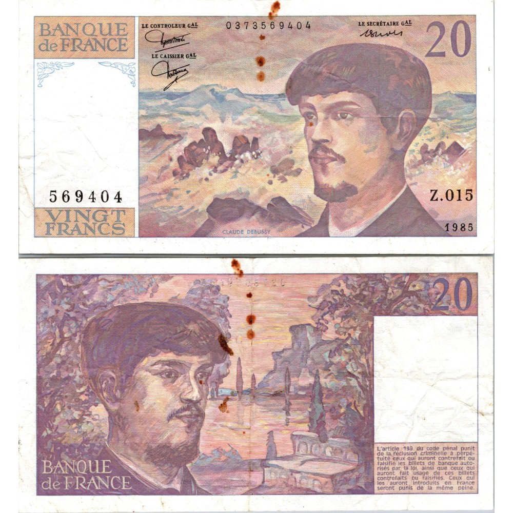 20 Francs Debussy - 1985 - F.66.06 - Alph 015 - TB