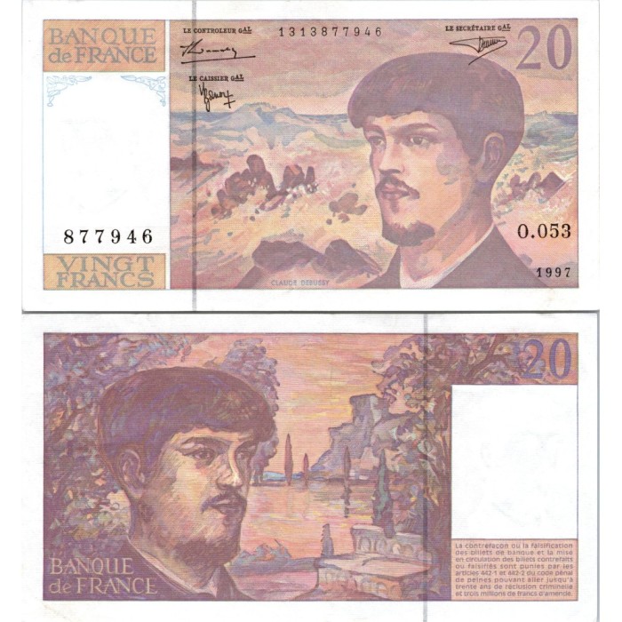 20 Francs Debussy - 1997 - F.66TER.02 - Alph 053 - SPL