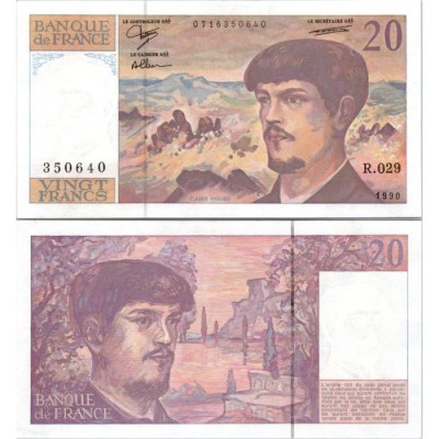20 Francs Debussy - 1990 - F.66BIS.01 - Alph 029 - SPL