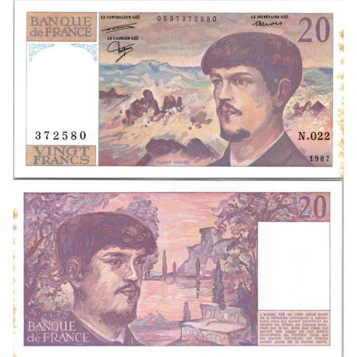 20 Francs Debussy - 1987 - F.66.08 - Alph 022 - SUP
