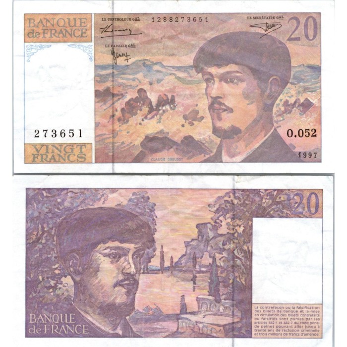 20 Francs Debussy - 1997 - F.66TER.02 - Alph 052 - SUP
