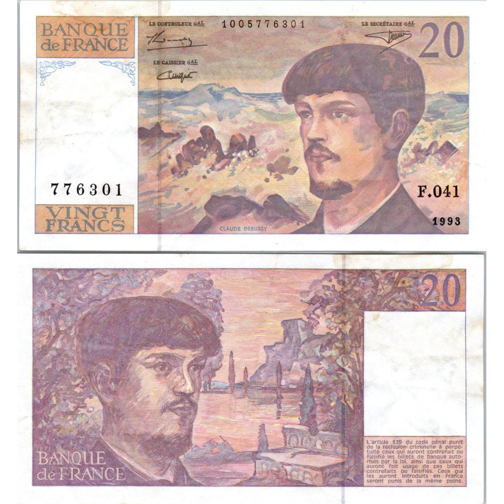 20 Francs Debussy - 1993 - F.66BIS.05 - Alph 041 - TTB