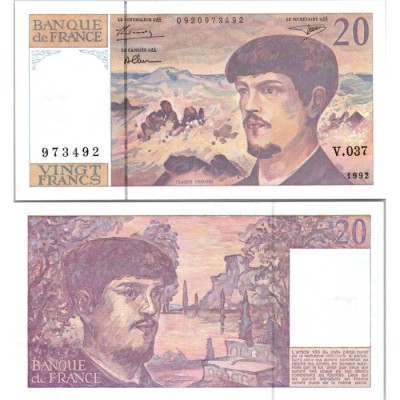 20 Francs Debussy - 1992 - F.66BIS.03 - Alph 037 - SPL