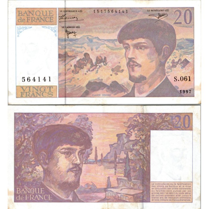20 Francs Debussy - 1997 - F.66TER.02 - Alph 061 - SUP