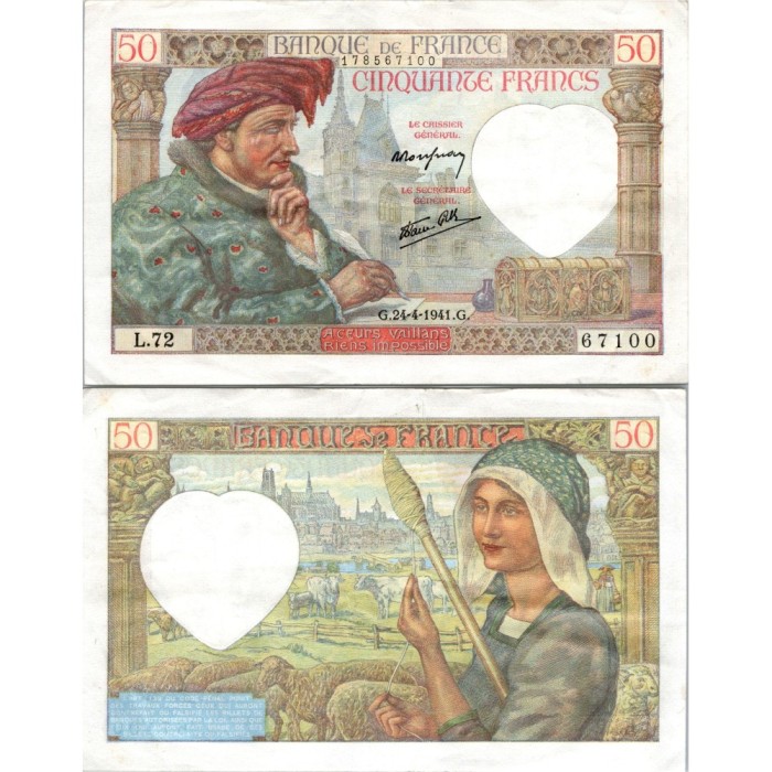 50 Francs Jacques Cœur - 24/04/1941 - F.19.09 - Alph 72 - SUP