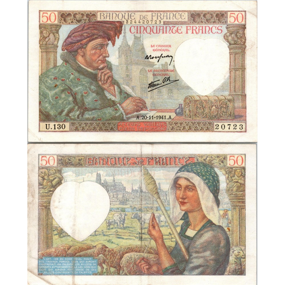 50 Francs Jacques Cœur - 20/11/1941 - F.19.16 - Alph 130 - TTB
