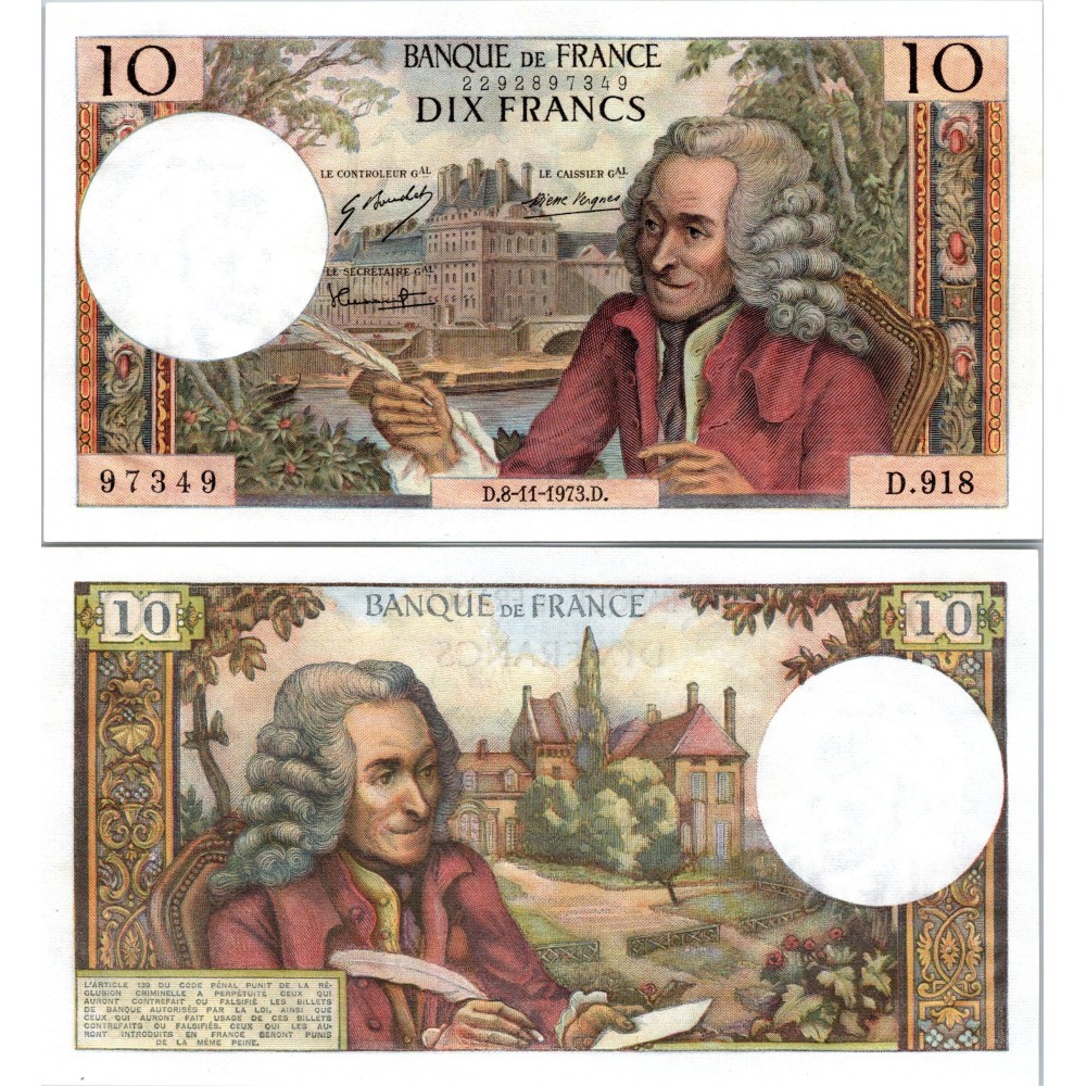 10 Francs Voltaire - 8/11/1973 - F.62.64 - Alph 918 - SPL