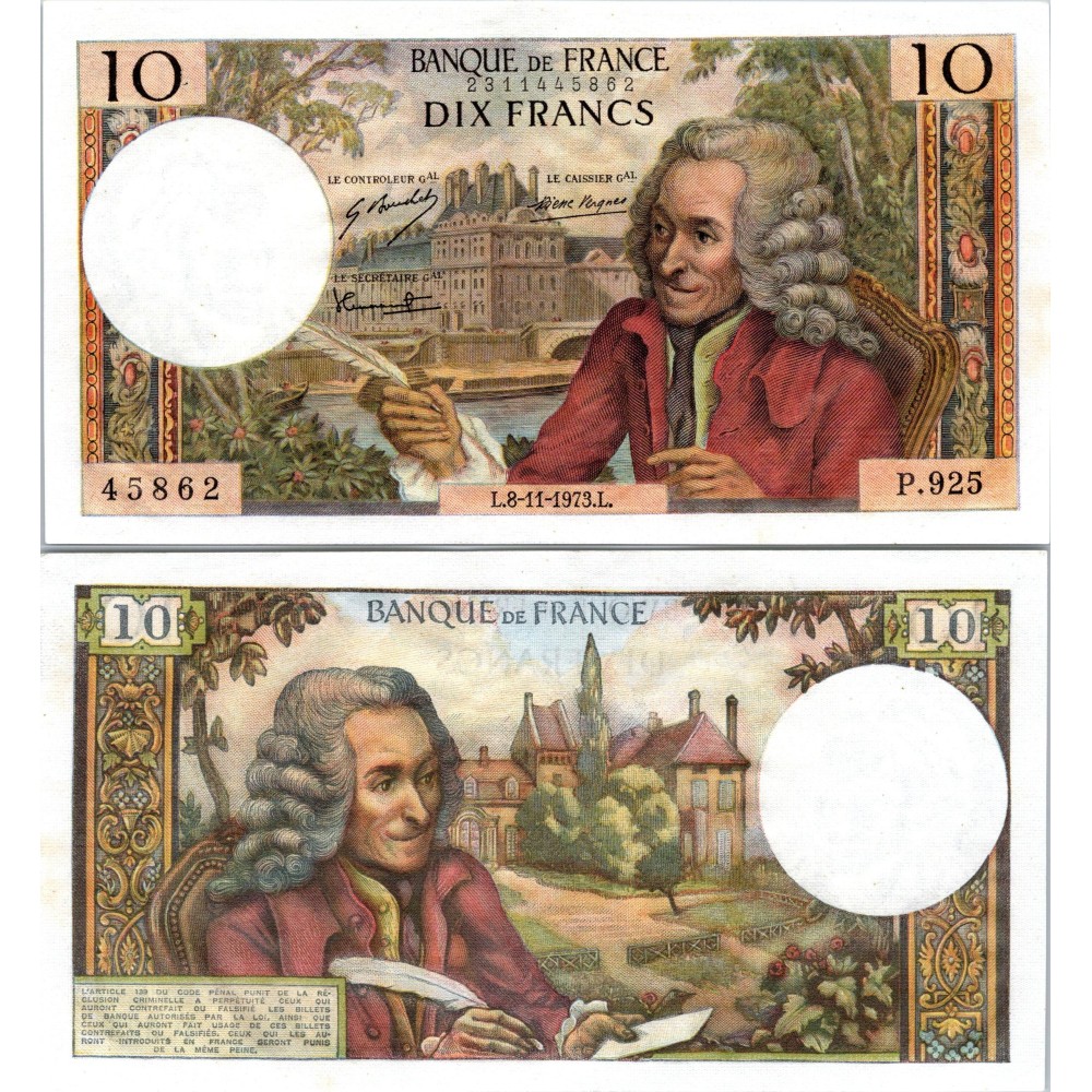 10 Francs Voltaire - 8/11/1973 - F.62.64 - Alph 925 - SPL