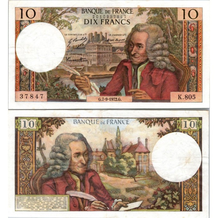 10 Francs Voltaire - 7/09/1972 - F.62.58 - Alph 805 - SUP